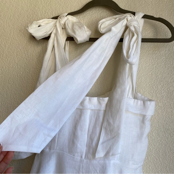 Dissh Aisle White Linen Bow Mini Dress Tie Straps Bridal - Picture 9 of 13